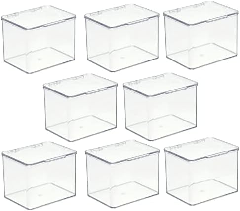 mDesign Clear Storage Boxes with Hinged Lid 8 Pack