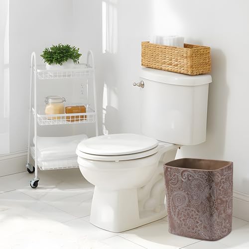 Polytree Boho Flowers Wastebasket 18 Gallon Retro Brown