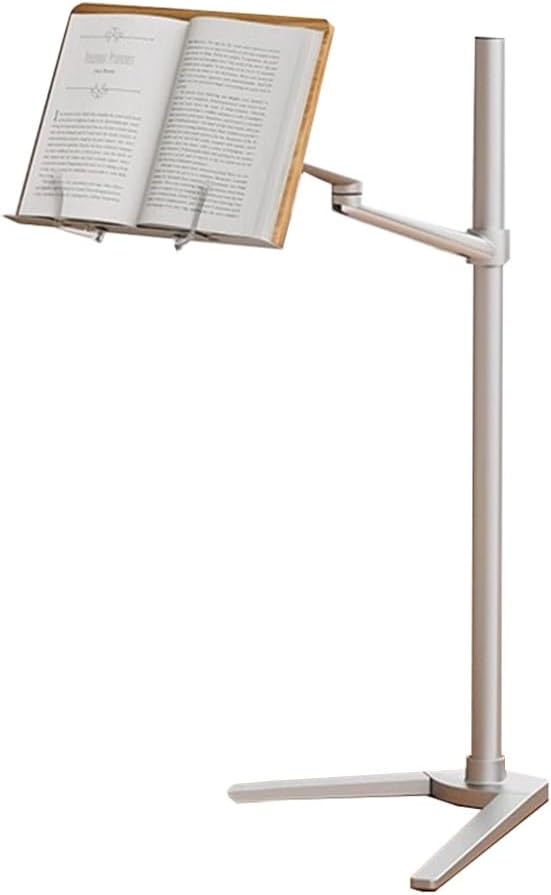 Adjustable Book Stand for Reading and Cooking Silver 53x90cm