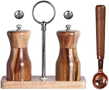 SEFAX 2-Piece Salt and Pepper Grinder Set with Storage and Spoon