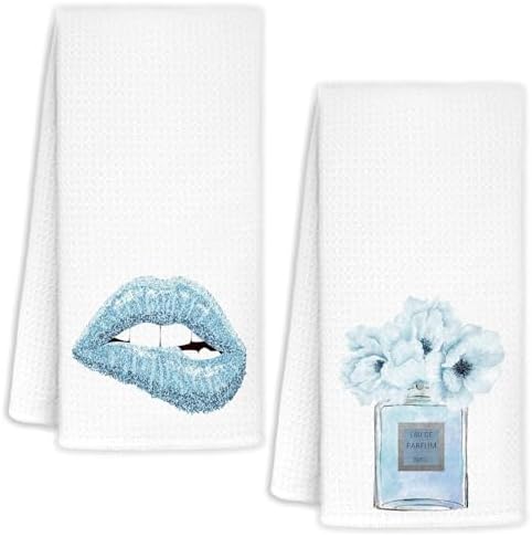 Light Blue Decorative Towels Set of 2 16x39 Inch