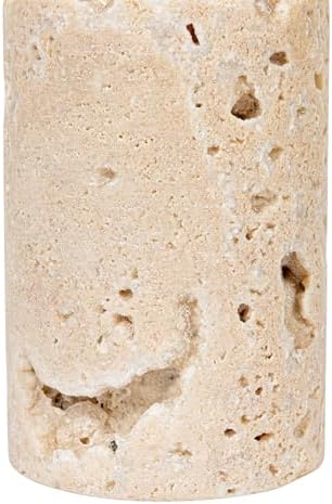 Creative Co-Op Natural Round Travertine Salt Pepper Shakers Set of 2 Small