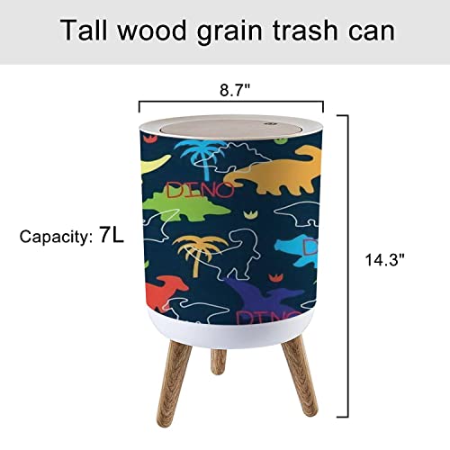 KCDCYCZEAL Small Trash Can with Dinosaur Lid 7L