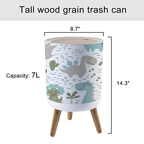 Small Dinosaur Trash Can with Lid 7L