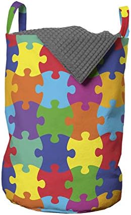 Ambesonne Multicolor Laundry Basket with Handles