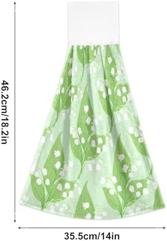 RPLIFE Lily of Valley Green Dish Towel Set of 2