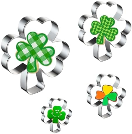 St Patricks Day Shamrock Cookie Cutters 4 Pack Stainless Steel
