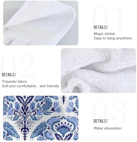 OTVEE Blue Floral Hanging Kitchen Towels 2 Pieces
