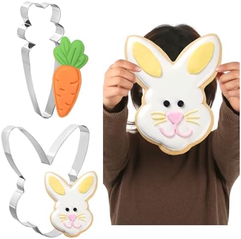 2pcs Extra Large Easter Cookie Cutters with Bunny and Carrot Shapes
