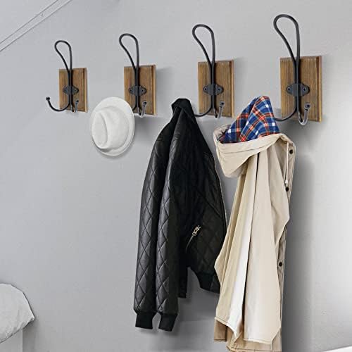 TEGUEPS Double Wall Hooks 2 Pack Rustic Decorative Wood