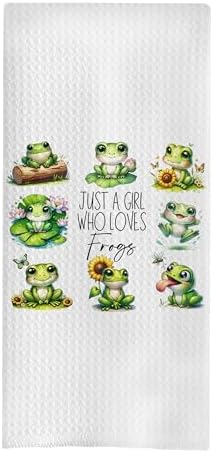 Frog Gifts Decorative Waffle Dish Towels 16x24 Inch