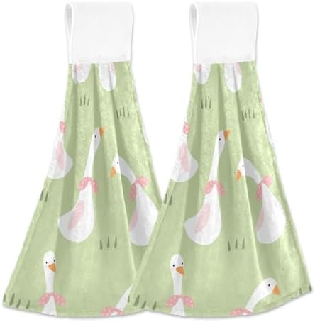OTVEE Pink Polka Dot Bows Dish Towels 2 Pieces