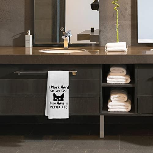 Voatok Black Cat Quote Bath Towel - 16x24 Inch
