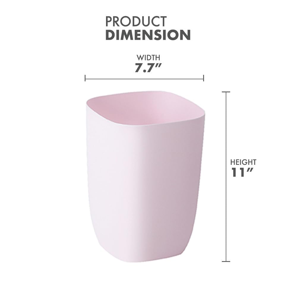 Bathroom Trash Can 7L Slim Cute Pink Plastic Waste Basket