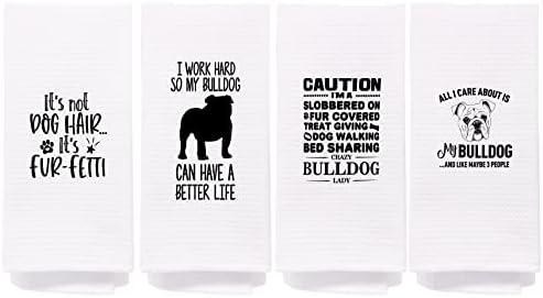 Funny Bulldog Kitchen Towel Set of 4 24x16 Inch