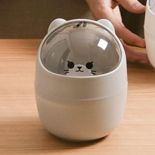 Cute Desktop Trash Can with Flip Lid for Kids