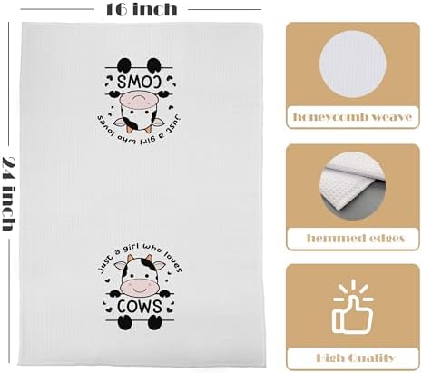 Just A Girl Who Loves Cows Dish Towels - 16x24 Inch Waffle Fabric