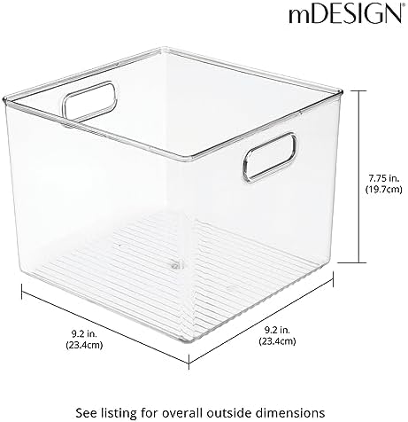 mDesign Clear Plastic Storage Bins with Handles 8 Pack 1