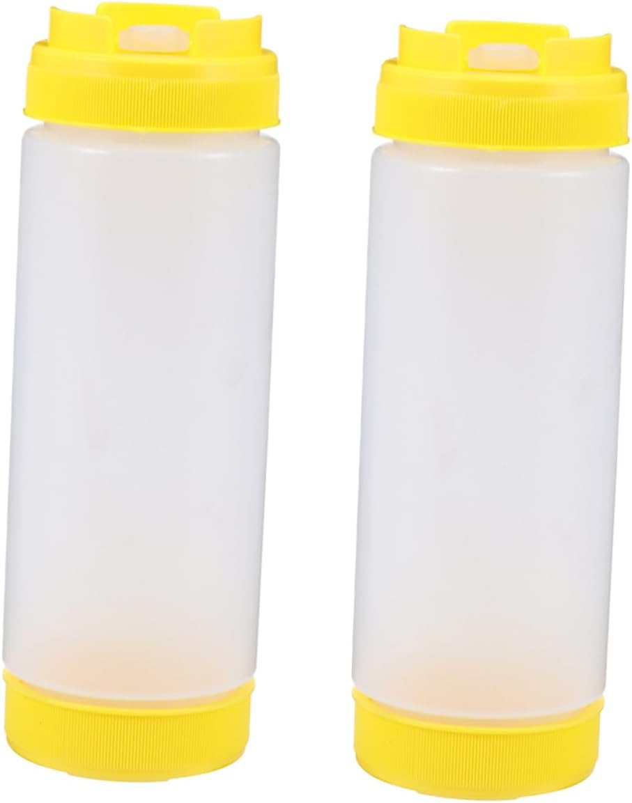 OKUMEYR 2PCS Two Headed Squeeze Sauce Bottles 20oz Reusable 1