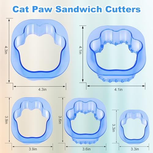 NPET 5 PCS Cat Paw Sandwich Cutter and Sealer for Kids