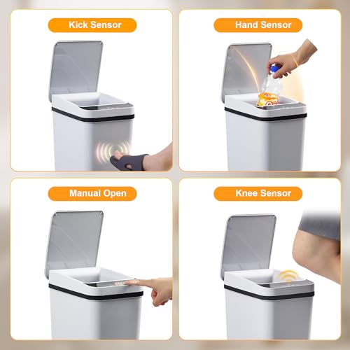 LJIACLEA Touchless Bathroom Trash Can 26 Gallon with Lid