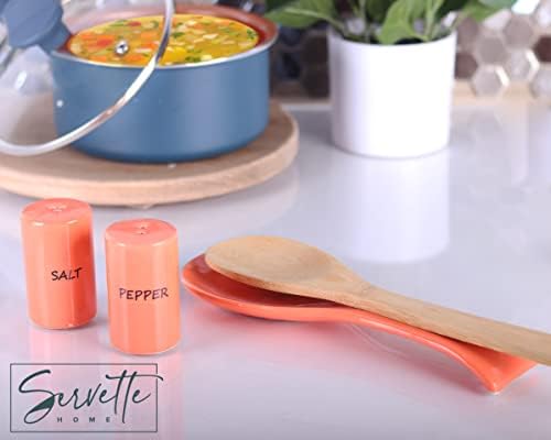 Orange Salt Pepper Shakers Ceramic Set