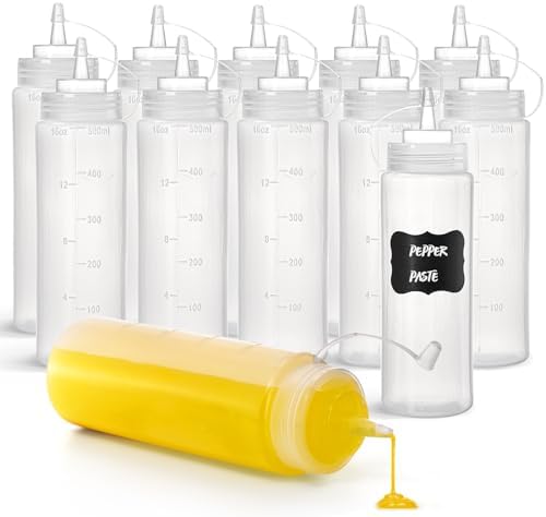 Kingrol 12 Pk Plastic Squeeze Bottles 16 oz