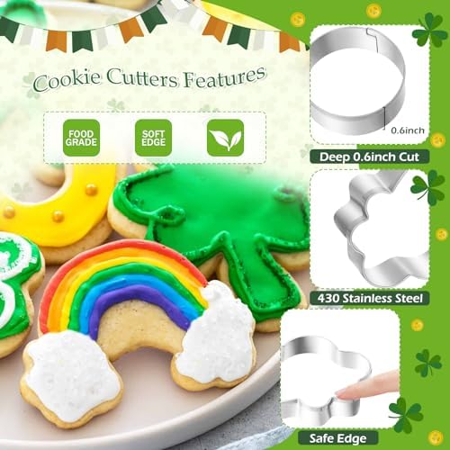 LifeisLuck 15Pcs St Patricks Cookie Cutters Set