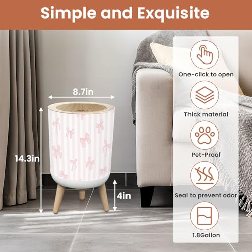 Small Pink Bow Trash Can 18 Gallon Dog Proof