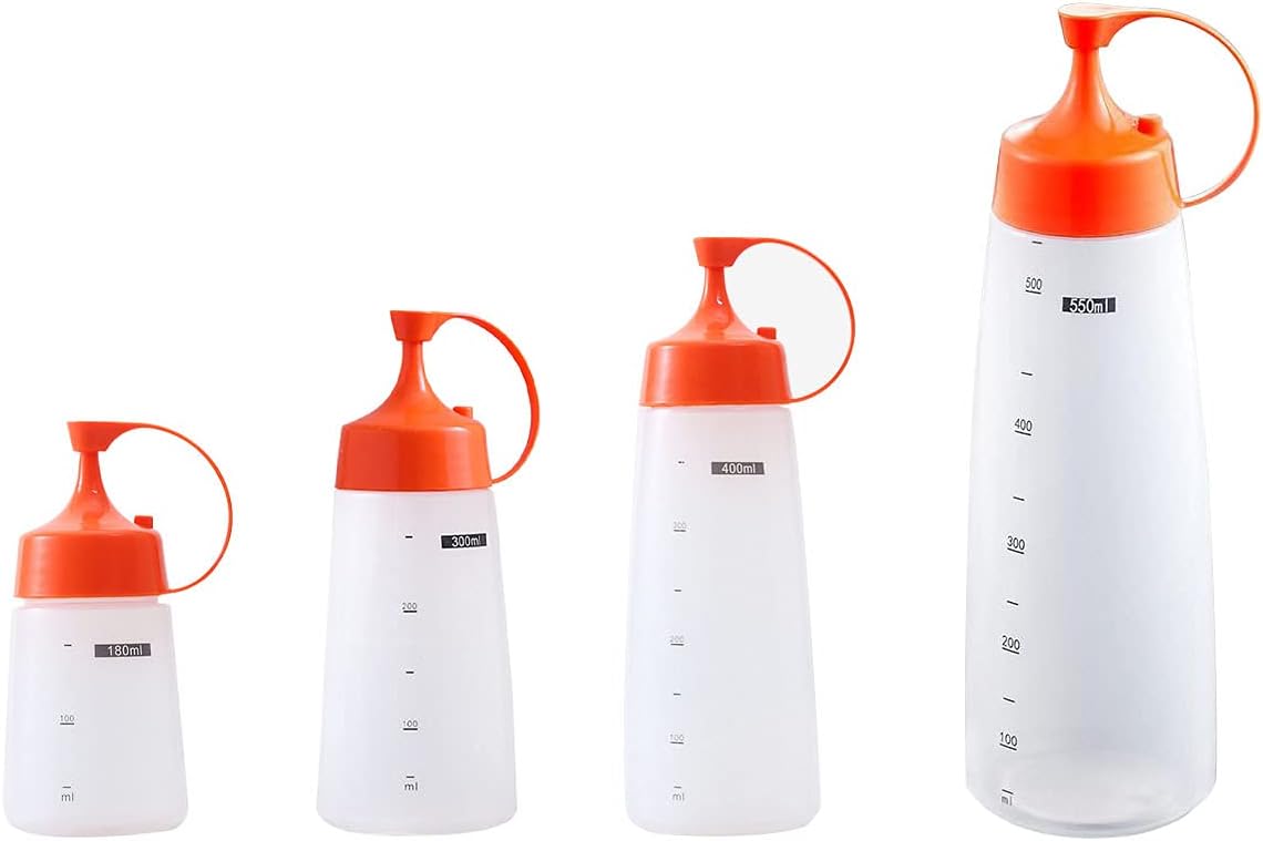 Condiment Squeeze Bottles Set 4 Pack Clear Plastic 1