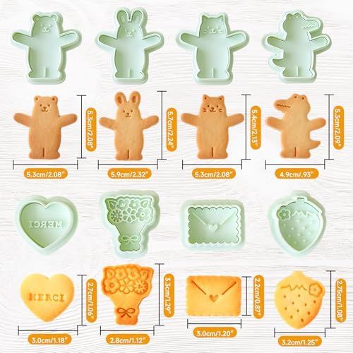 8 Pack Cuddly Huggy Animal Cookie Cutters Set