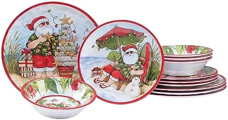 Certified International Santas Wish Melamine Dinnerware Set 12 Piece 1
