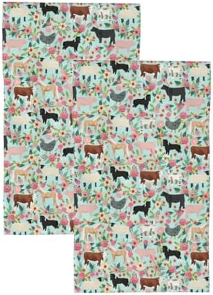 Begarm Kitchen Towels Set of 2 Farmhouse Animals Design 1