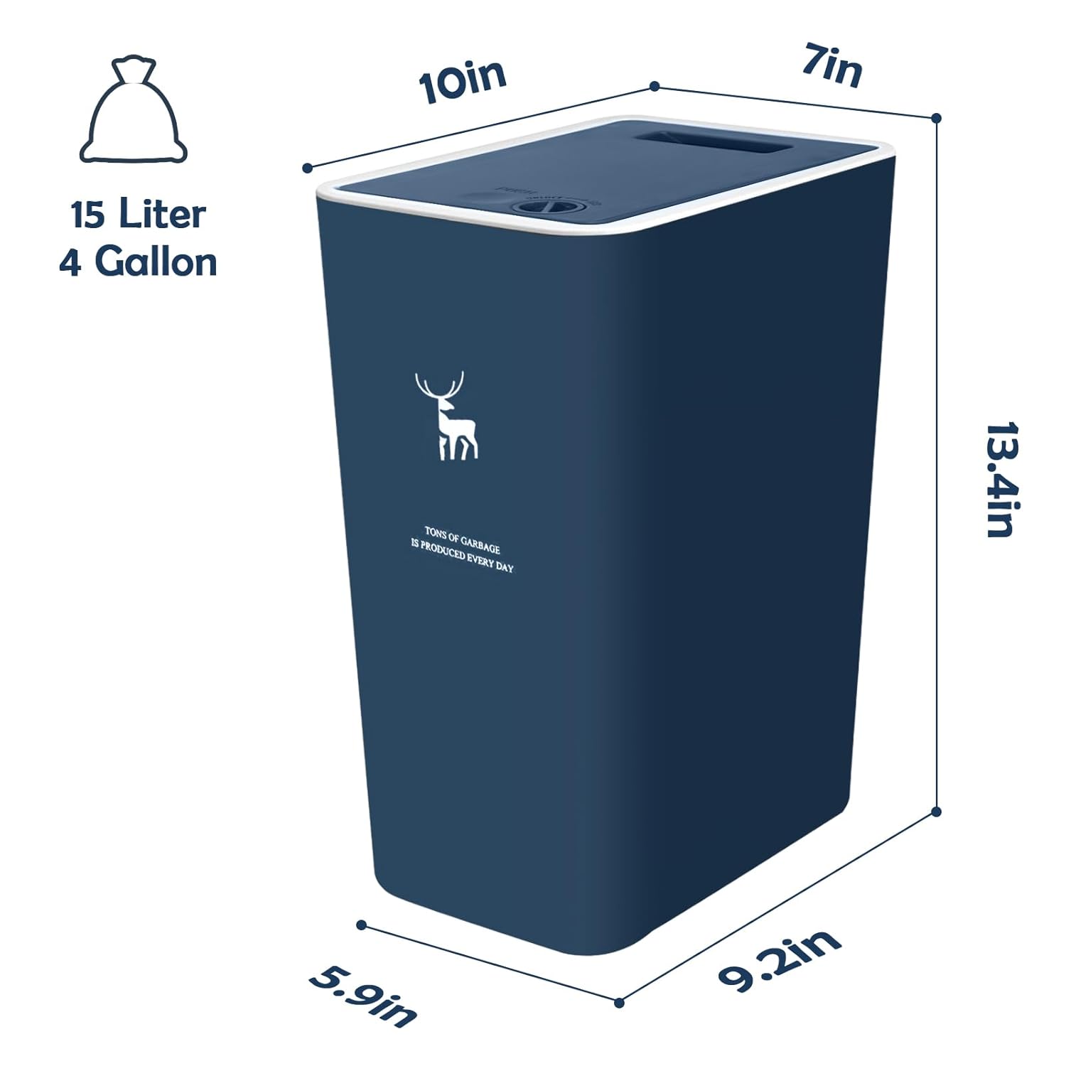 XPIY 2 Pack 4 Gallon Kitchen Trash Cans with Press Top Lid