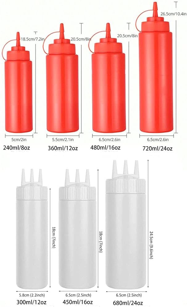 Plastic Squeeze Bottles with Cap 300ml Single Hole White