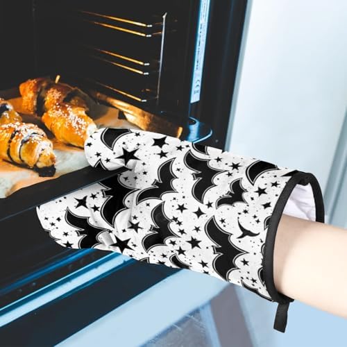 Aglebo Bat Print Oven Mitts and Pot Holders Set of 2 1