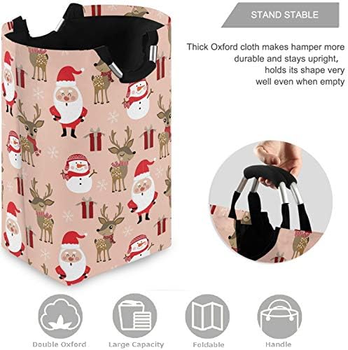 visesunny Large Capacity Laundry Hamper with Santa Reindeer Design