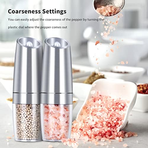 EasyCom Gravity Salt Pepper Mill Set 2 Pack Silver 1