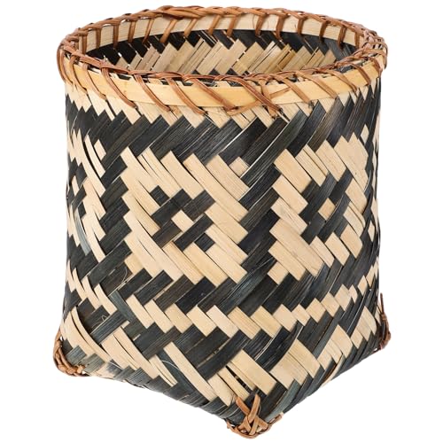 MAGICLULU 8 Inch Bamboo Wicker Trash Can Boho Decor