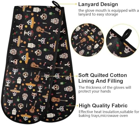 Doterii Double Oven Mitts Halloween Skull Design