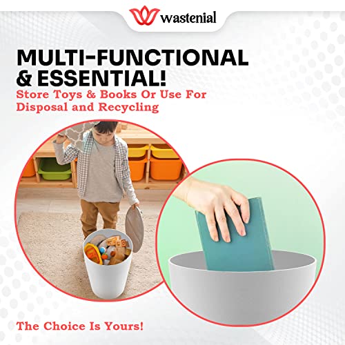 Wastenial 2pcs Matte White 1-Gallon Trash Can