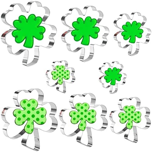Crethinkaty 8-Piece Clover Four-Leaf Clover Cookie Cutter Set