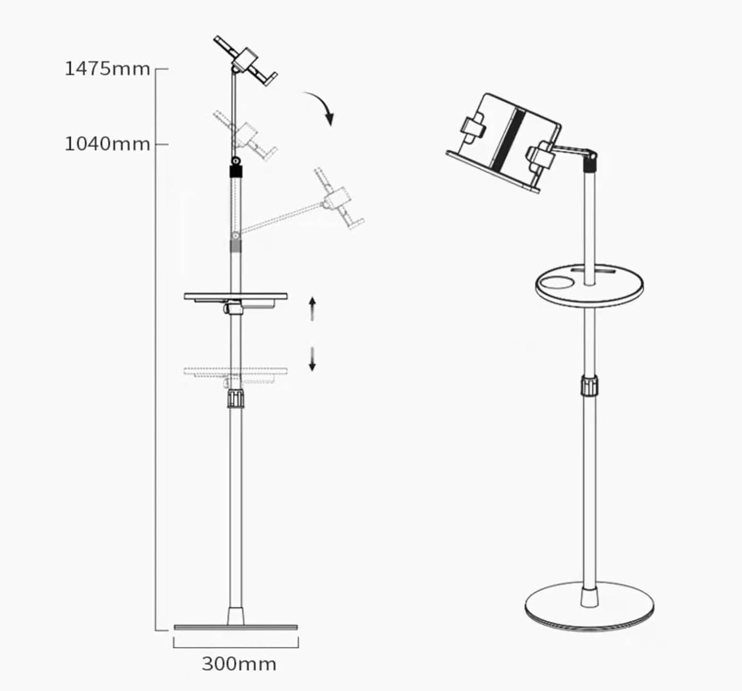 Adjustable Floor Stand for Books and Tablets 1