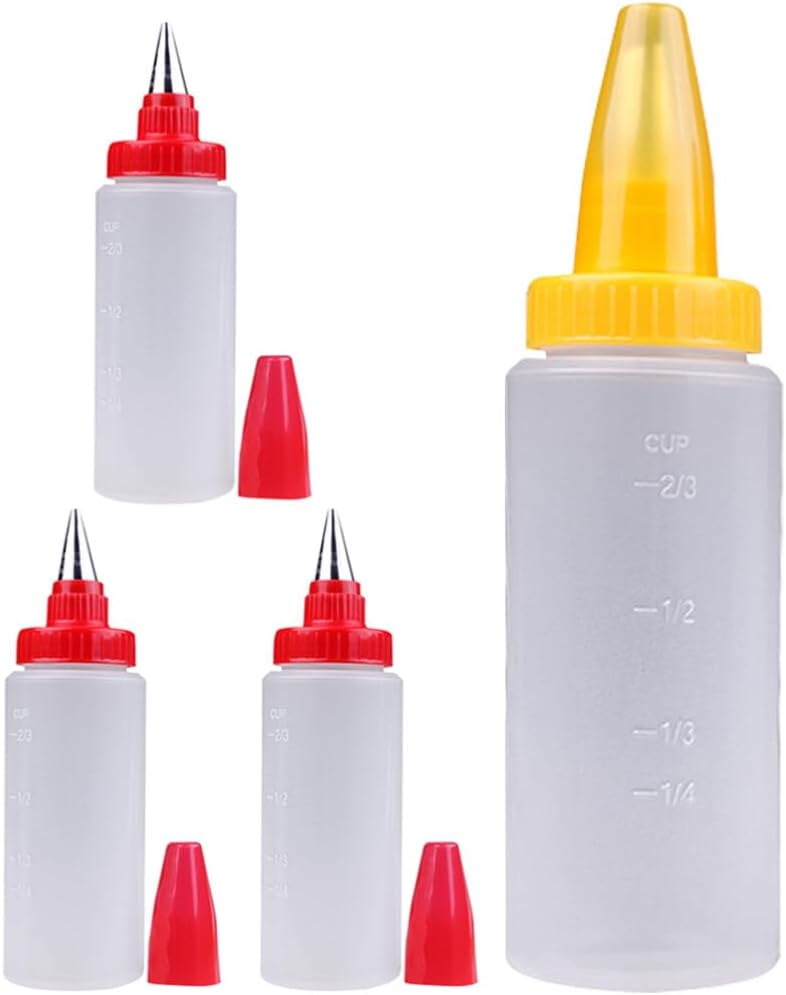 Luxshiny 4PCS Transparent Squeeze Bottles with Scale