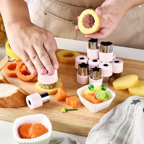 SKIDEC 12Pcs Vegetable Cutter Set with Kids Fruit Forks Green