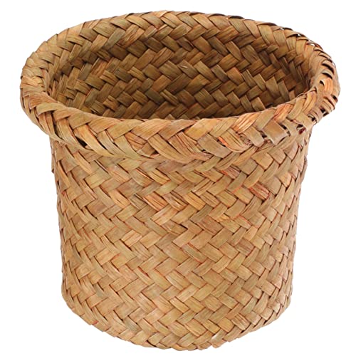 Operitacx Multi-Function Woven Trash Basket for Home and Bathroom