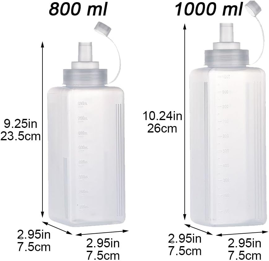 2 Pcs Plastic Squeeze Bottles for Condiments Sauce Oil Vinegar Storage