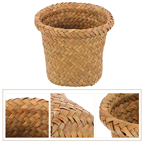 Operitacx Multi-Function Woven Trash Basket for Home and Bathroom
