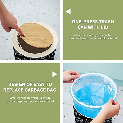 Cute Kawaii Wood Trash Can with Soft Close Lid 7L18 Gallon