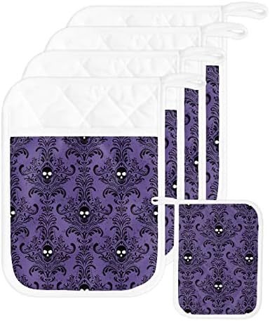 JasmineM Halloween Horror Skull Pot Holders Set of 5